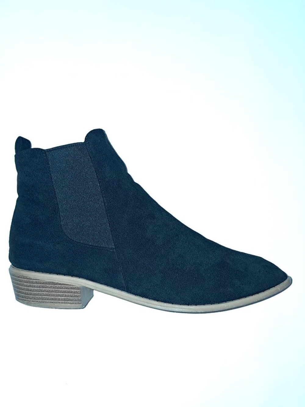 Synthetic Suede Low Block Heel Side Zipper Booties Ankle Boots Pointy Toe